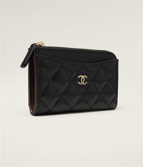 chanel card holder in quilted grained calfskin|Classic zipped card holder .